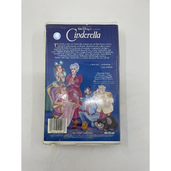 Disney Black Diamond VHS Cinderella 1988 Vintage Animated Tape - Picture 4 of 7